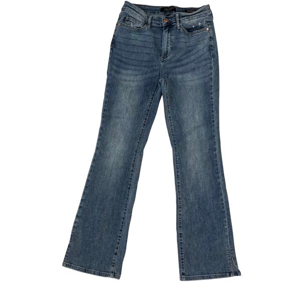 Judy Blue Slim Bootcut Light Wash Distress High Rise Denim Jeans Size 30 Stretch - Picture 1 of 8